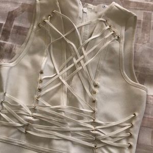 Plunging, strappy bandage dress!